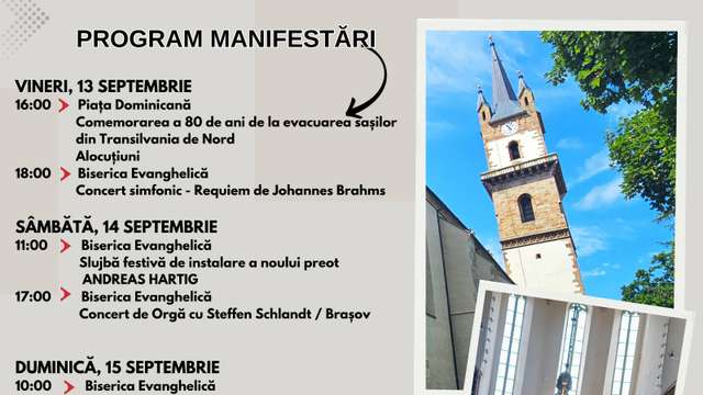 Concerte extraordinare, slujbe religioase și comemorări, la Biserica Evanghelică