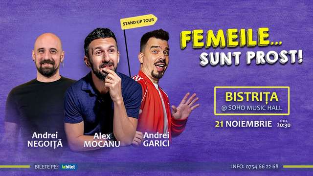 Stand Up Comedy cu Alex Mocanu, Andrei Garici și Andrei Negoiță