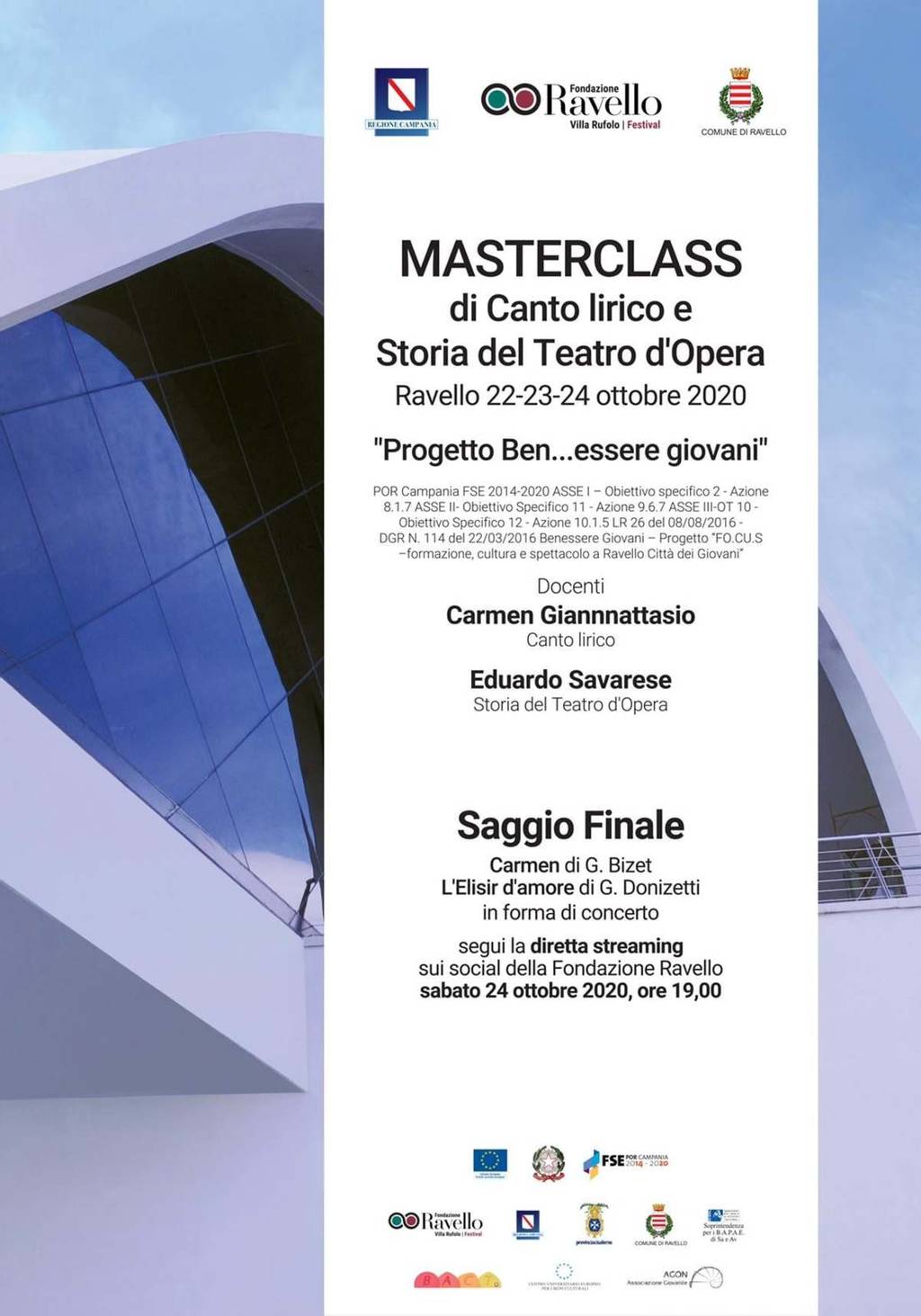 MASTERCLASS di Canto lirico e Storia del Teatro d'Opera
