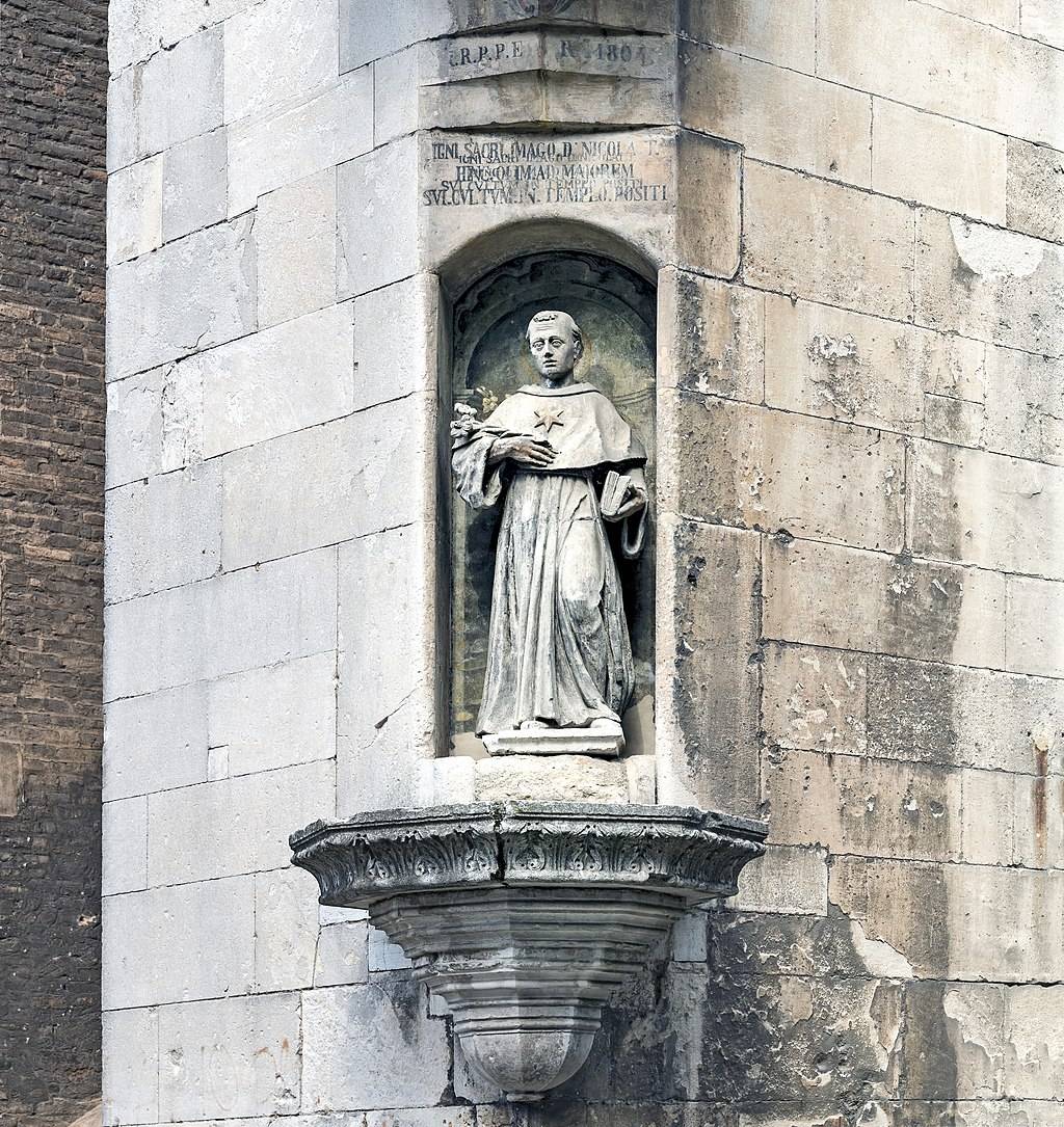 Church of the Eremitani, facade. Statue of Saint Nicholas of Tolentino