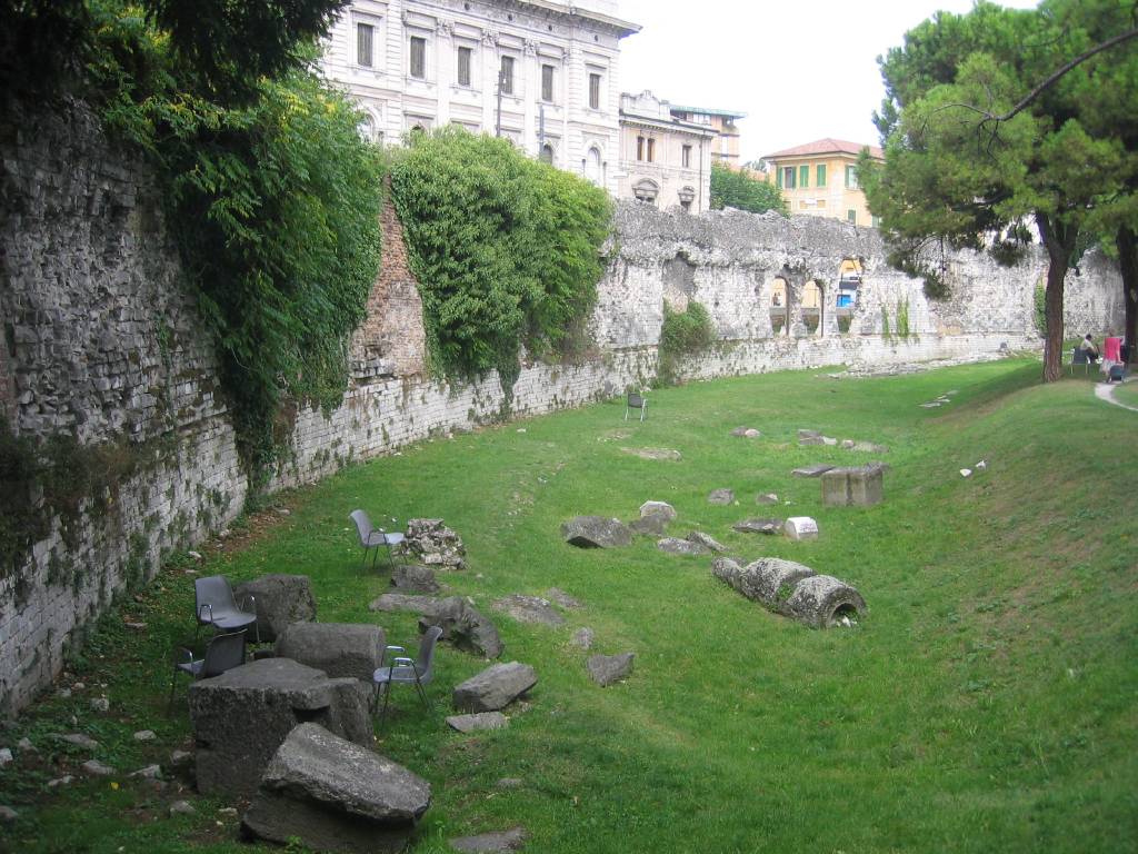 Remains of the roman arena in the giardino della arena