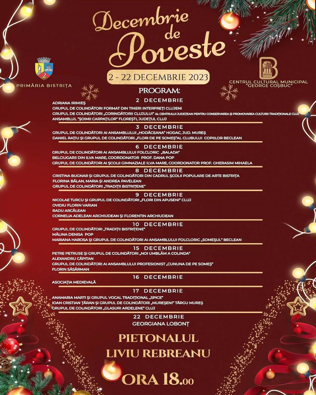 ”Decembrie de poveste” la Bistrița