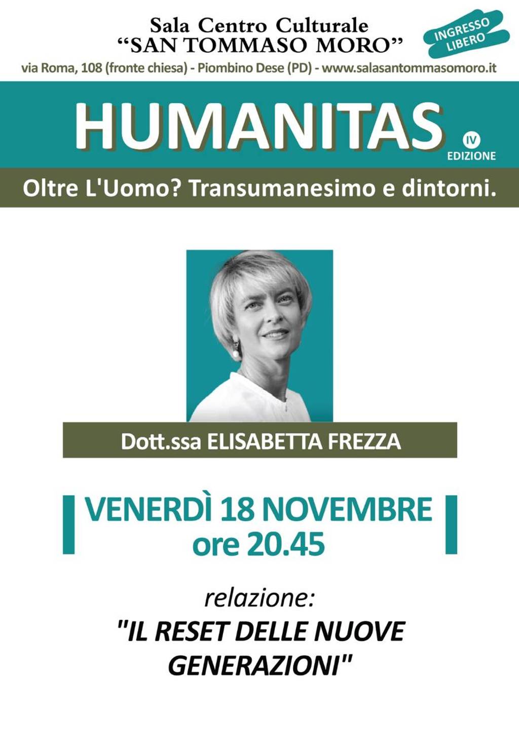 Humanias: "Oltre L'Uomo? Transumanesimo e dintorni."
