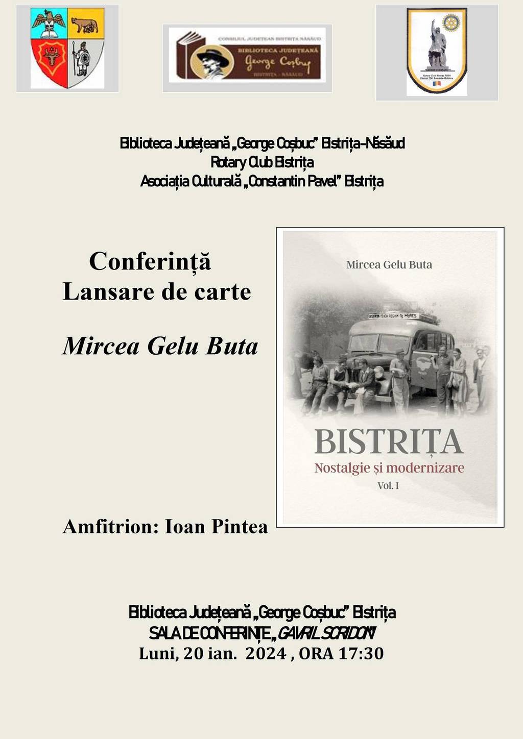 Conferința și lansarea de carte: "Bistrița – nostalgie și modernizare"