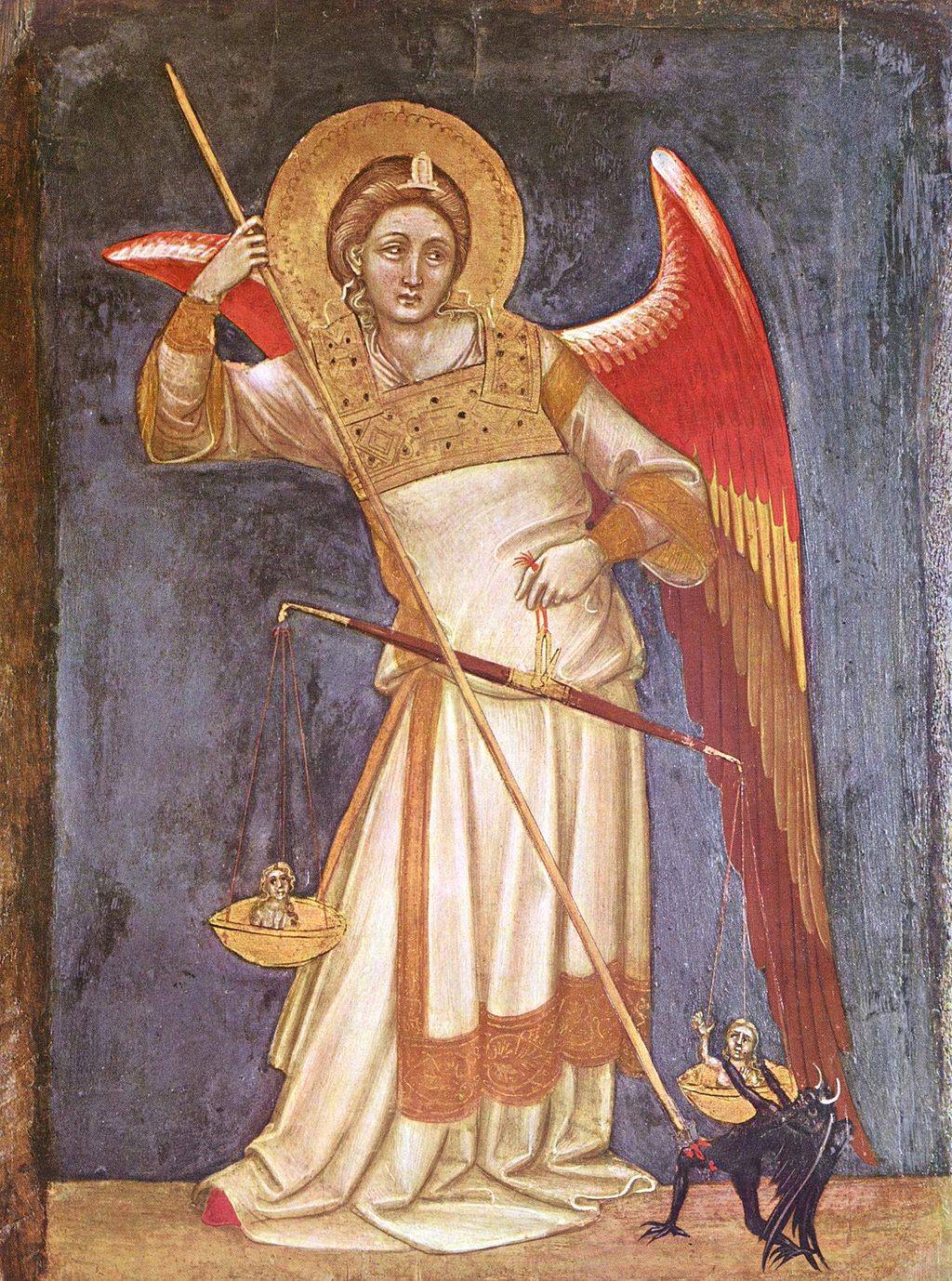 St Michael Spearing Devil while Weighing Souls by Guariento