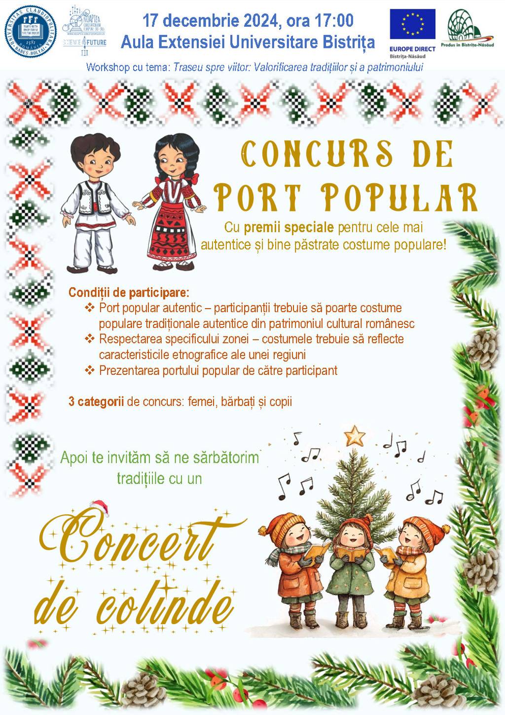 Concert de colinde și concurs de port popular